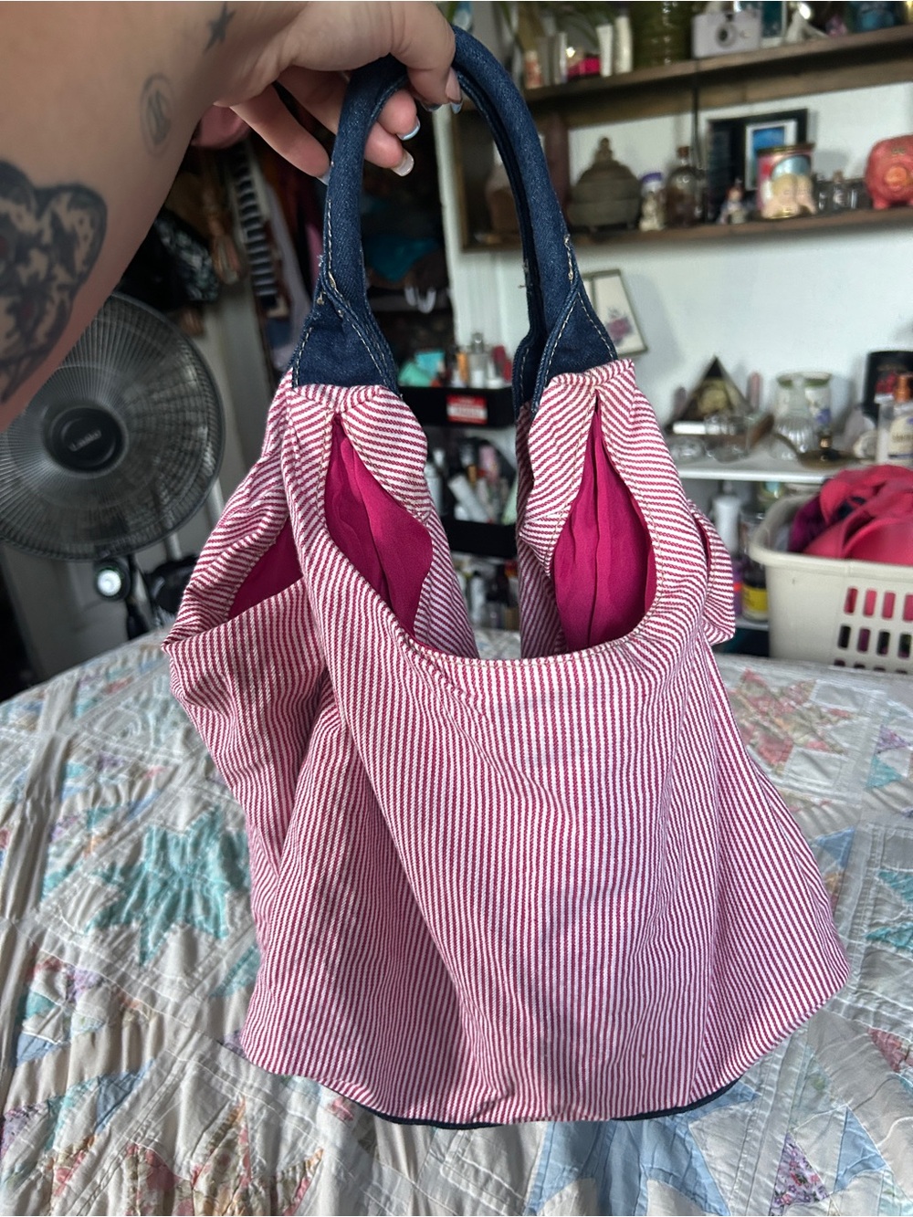 Striped Pink boho bag
